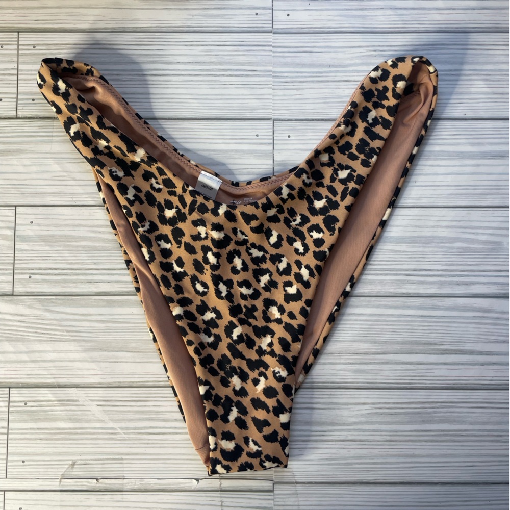 Aerie Leopard Print High-Cut‎ Bikini Bottom cheeky medium